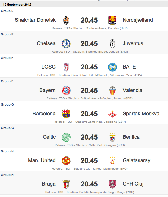 soccer champions league schedule